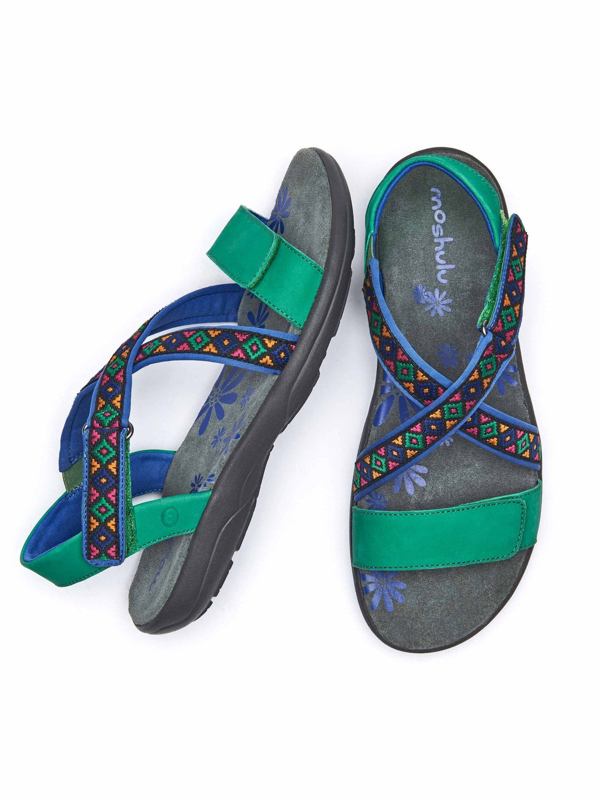 Green / Multi Adjustable textile & nubuck activity sandals - TEIGN VIBRANT GREEN MULTI