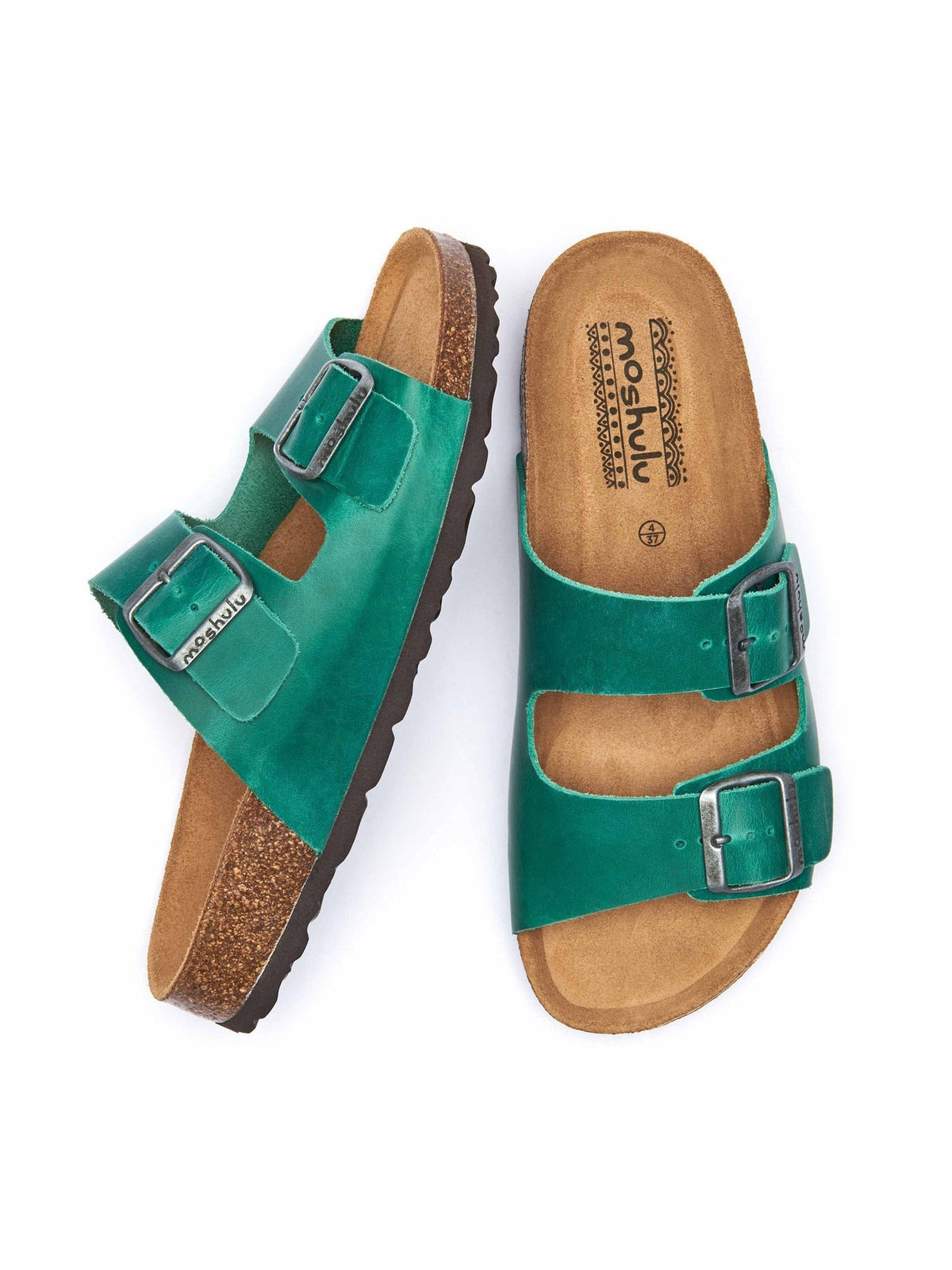 Green cork footbed mule sandals - BAVARIA WAXY JADE GREEN