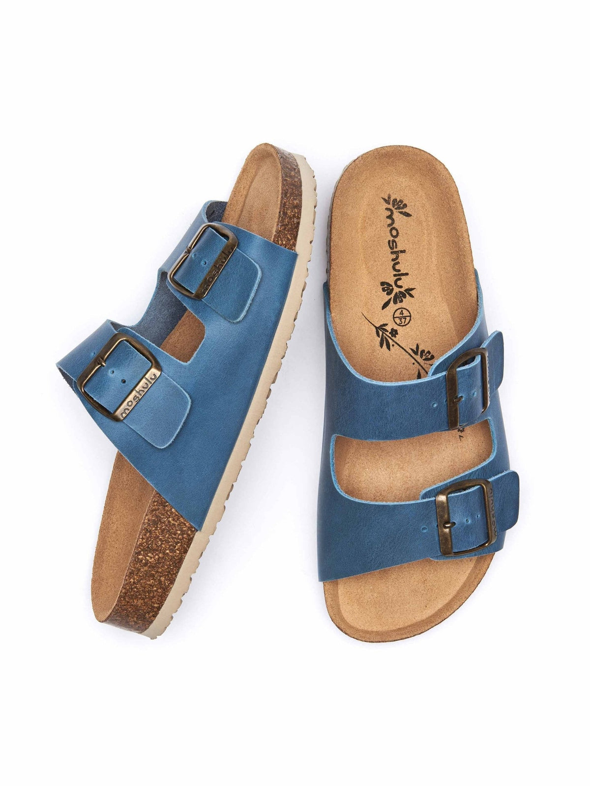 Blue cork footbed mule sandals - BAVARIA WAXY DENIM