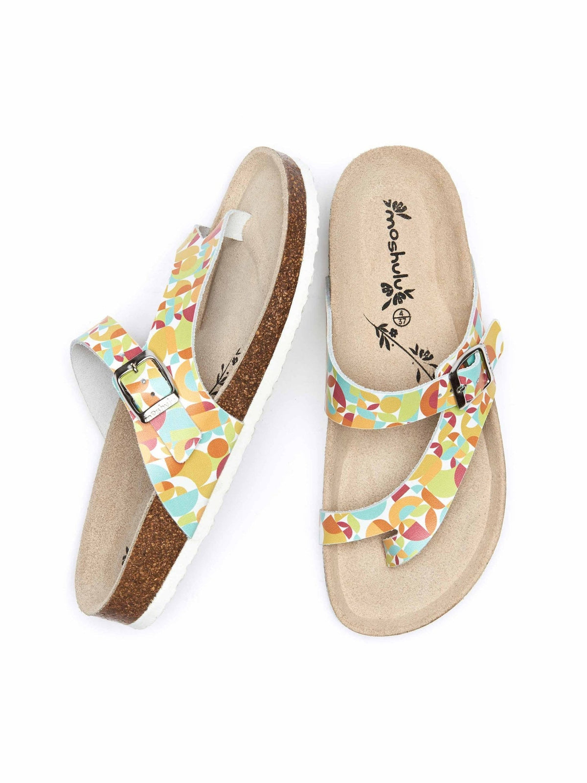 Multi toe-post cork footbed sandals - WILMA 2 RETRO GEO PRINT