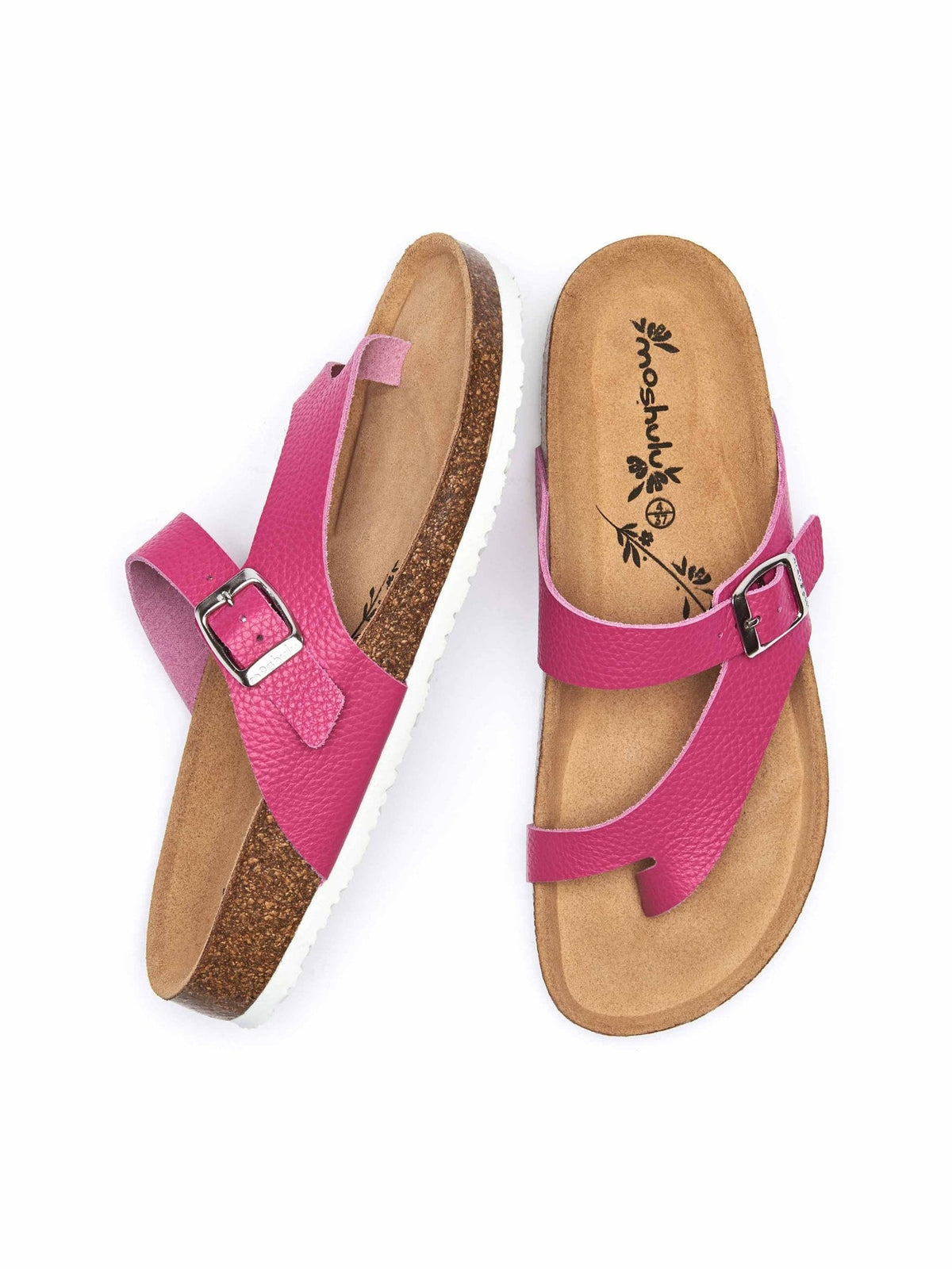 Pink bright coloured toe loop sandals - WILMA BRIGHT FUCHSIA PINK