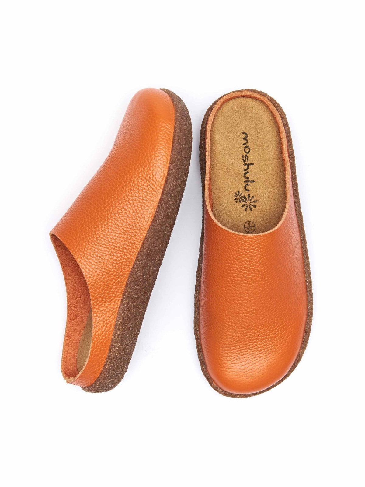 Orange extra cushioned leather clogs - PEVENSEY ORANGE