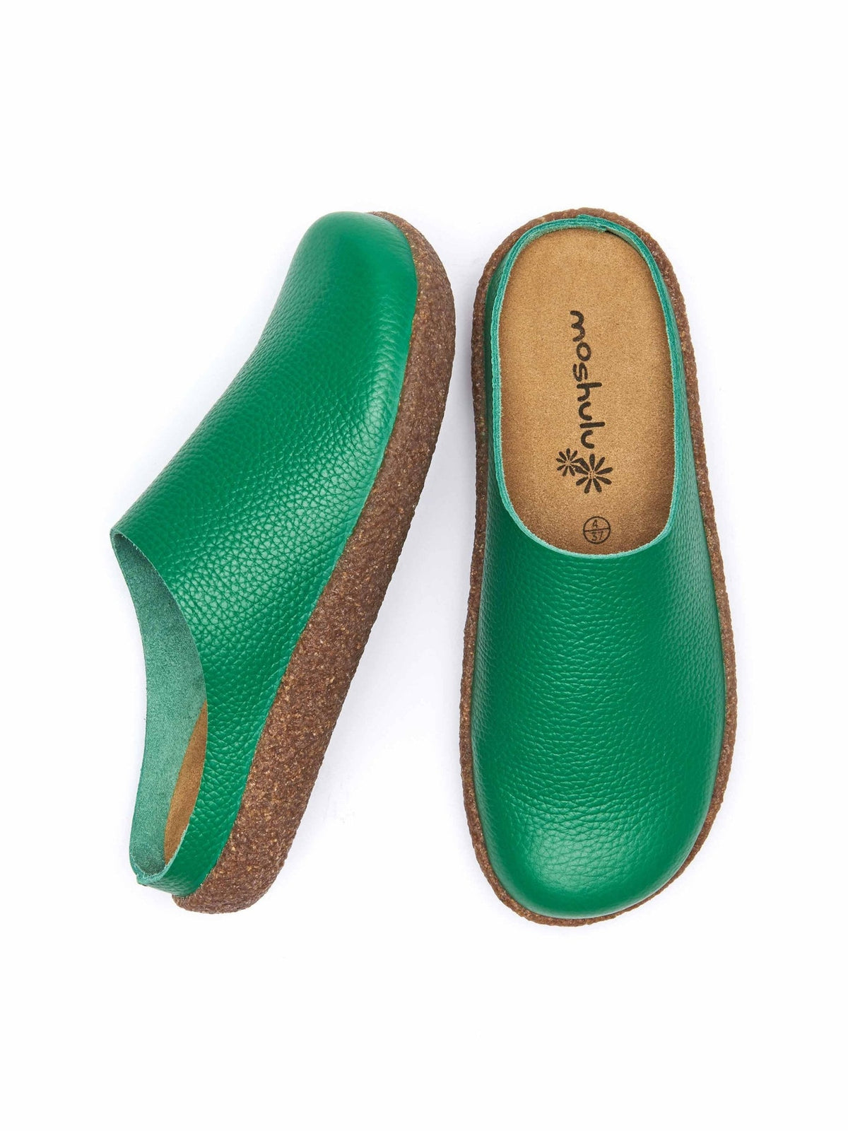 Green extra cushioned leather clogs - PEVENSEY VIBRANT GREEN