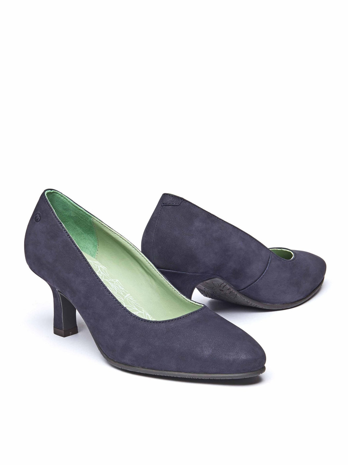 Blue kitten heel court shoes - ASANO INDIGO NUBUCK