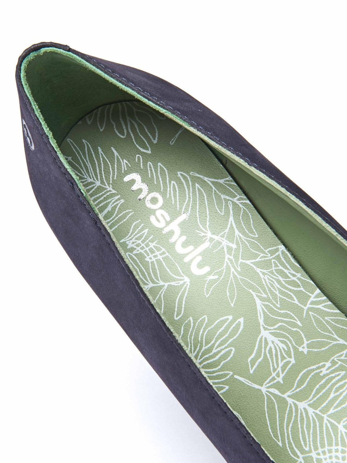 Blue kitten heel court shoes - ASANO INDIGO NUBUCK