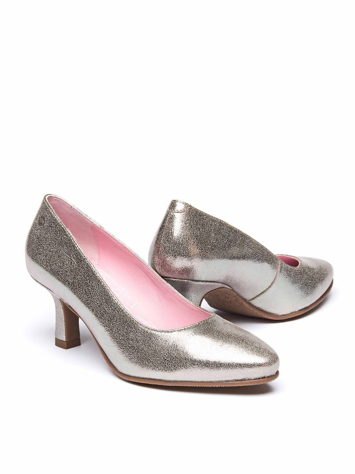 Metallic kitten heel court shoes - ASANO SILVER METALLIC