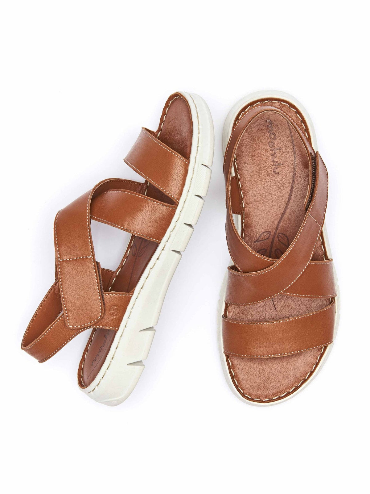Brown Leather cross-over sandals - WHITBY TAN
