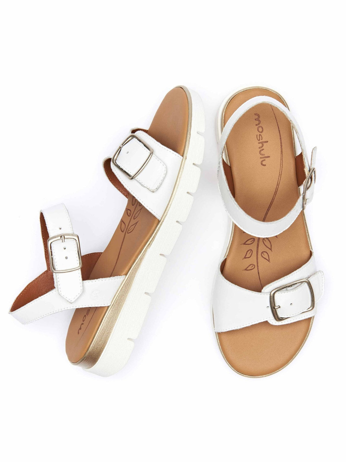 White cushioned slingback city sandals - PHILLY WHITE LEATHER