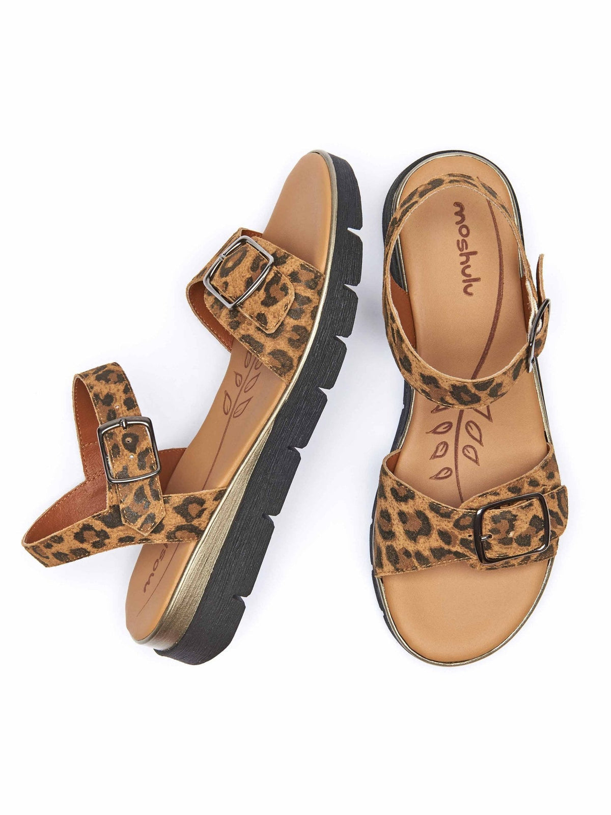 Brown cushioned slingback city sandals - PHILLY LEOPARD PRINT