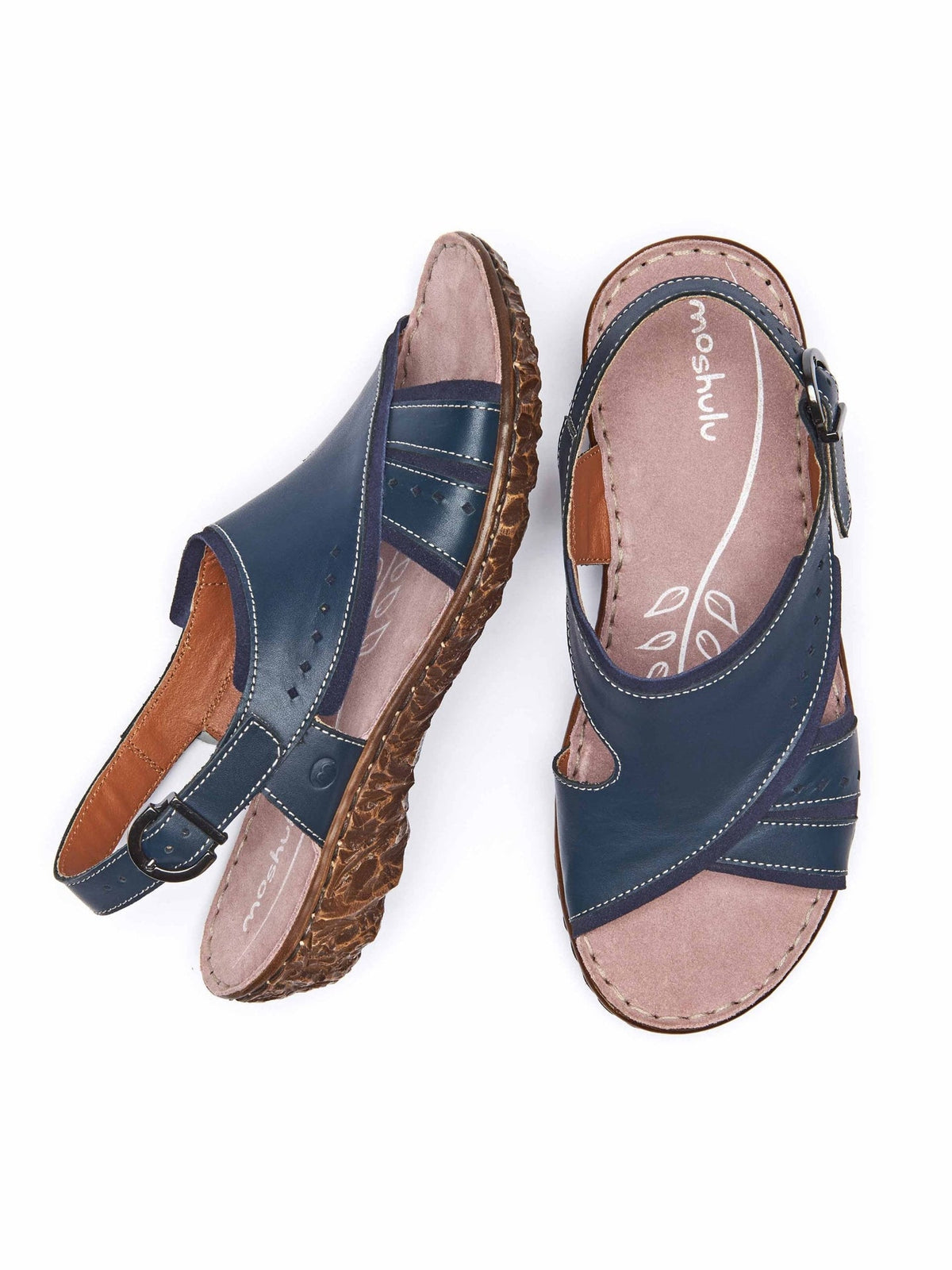Blue cushioned leather sandals - SOUK INDIGO