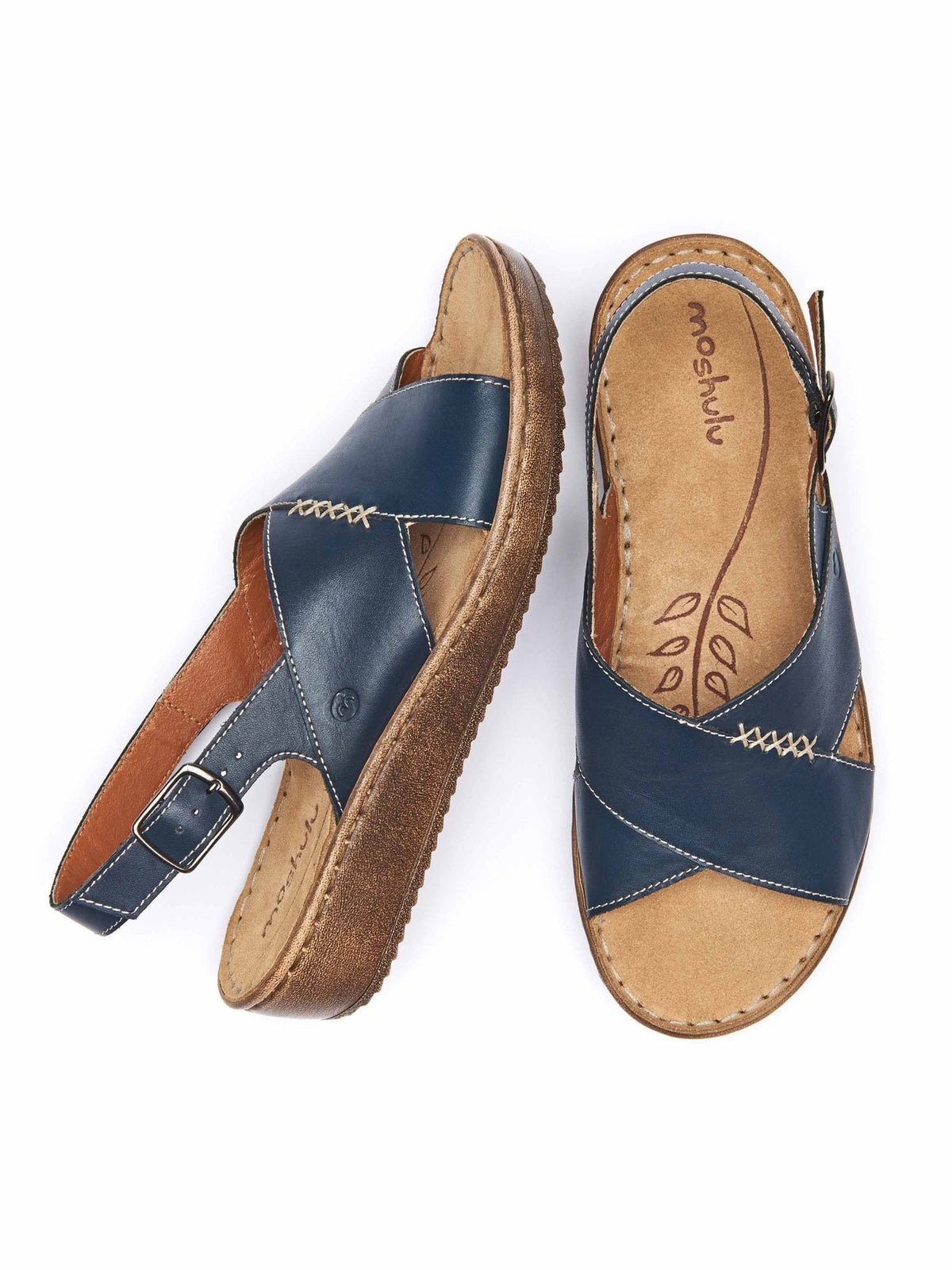Blue slingback crossover sandals - SANTA BARBARA INDIGO LEATHER