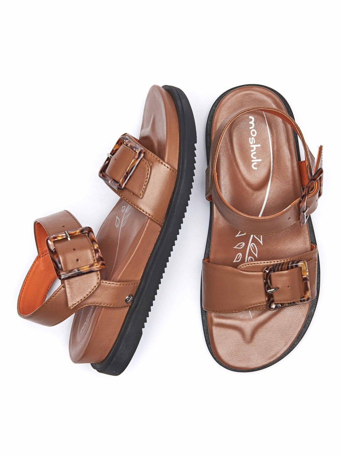 Brown Chunky strap flatform sandals - NEWARK TAN