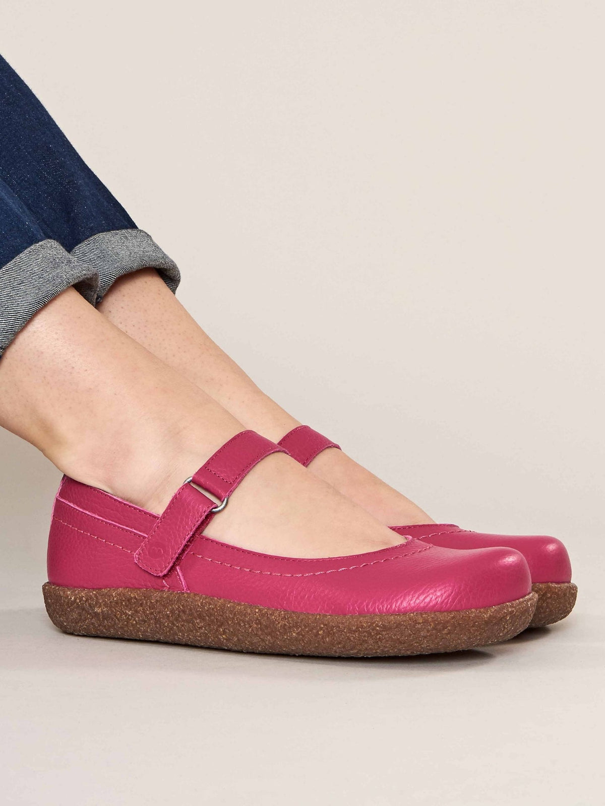 Pink leather Mary Jane clog shoes - PEPPERCOMBE FUCHSIA PINK