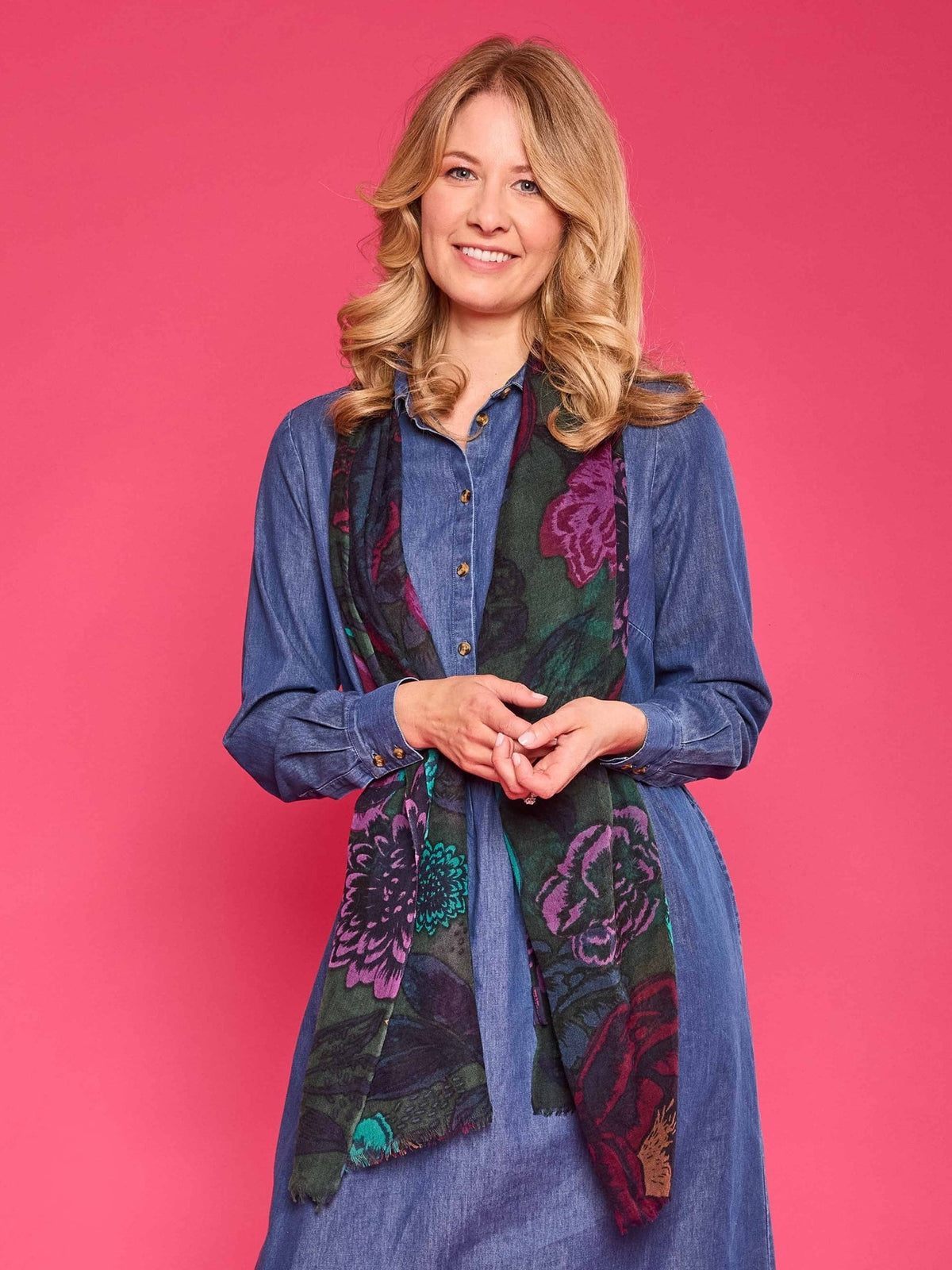 Multi ladies' boho floral printed scarf - NIGHTINGALE BOHO FLORAL