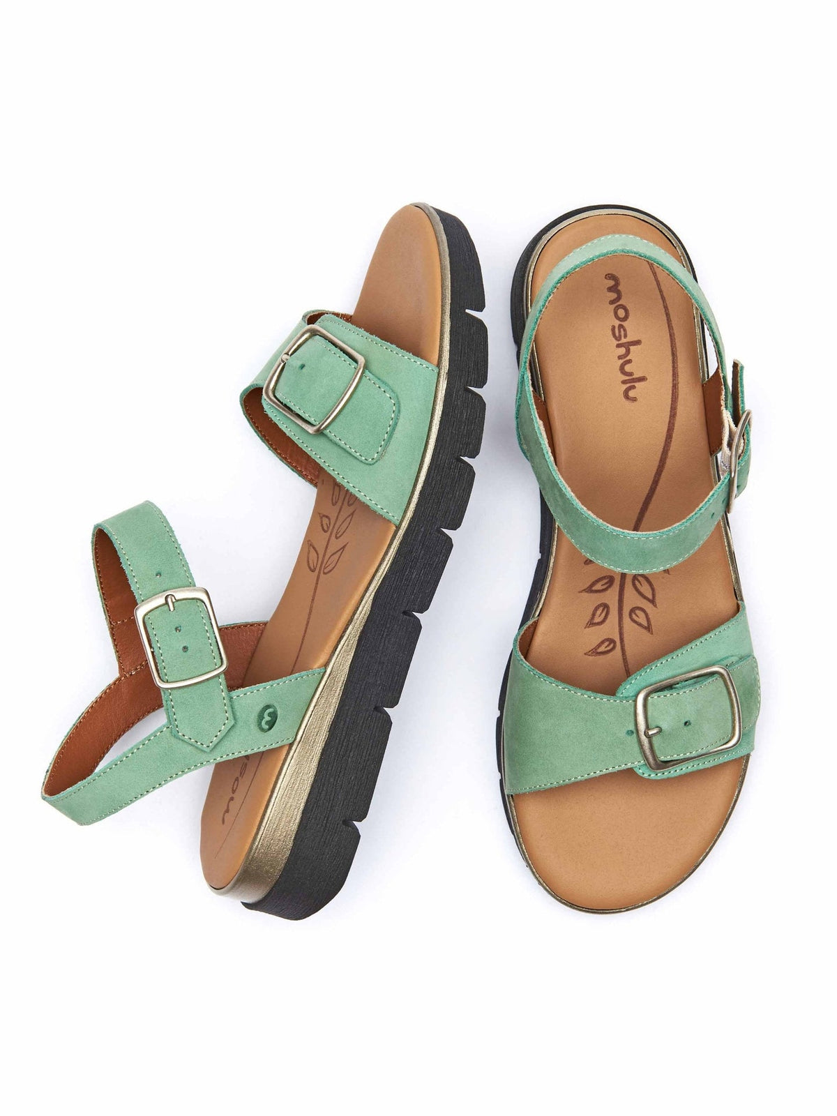 Green cushioned slingback city sandals - PHILLY GLACIAL GREEN NUBUCK