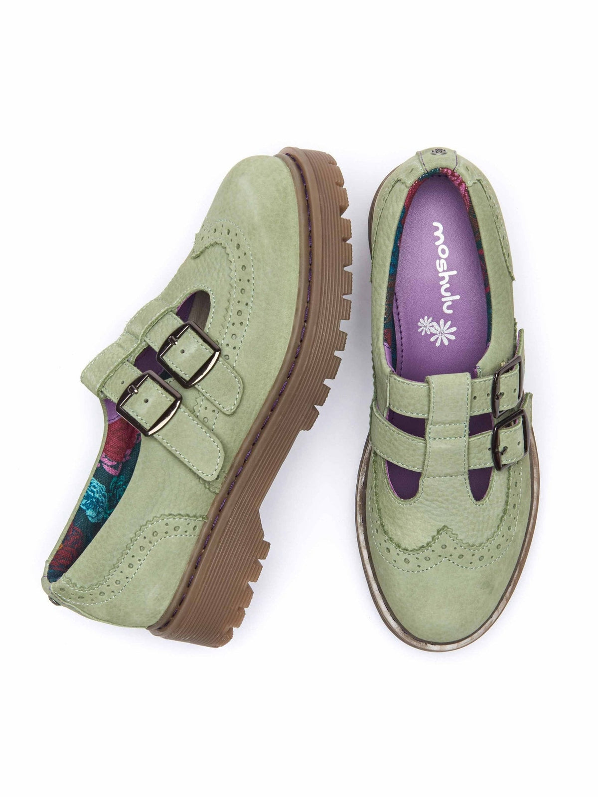 Green chunky Mary Jane shoes - CALTHIA SAGE GREEN