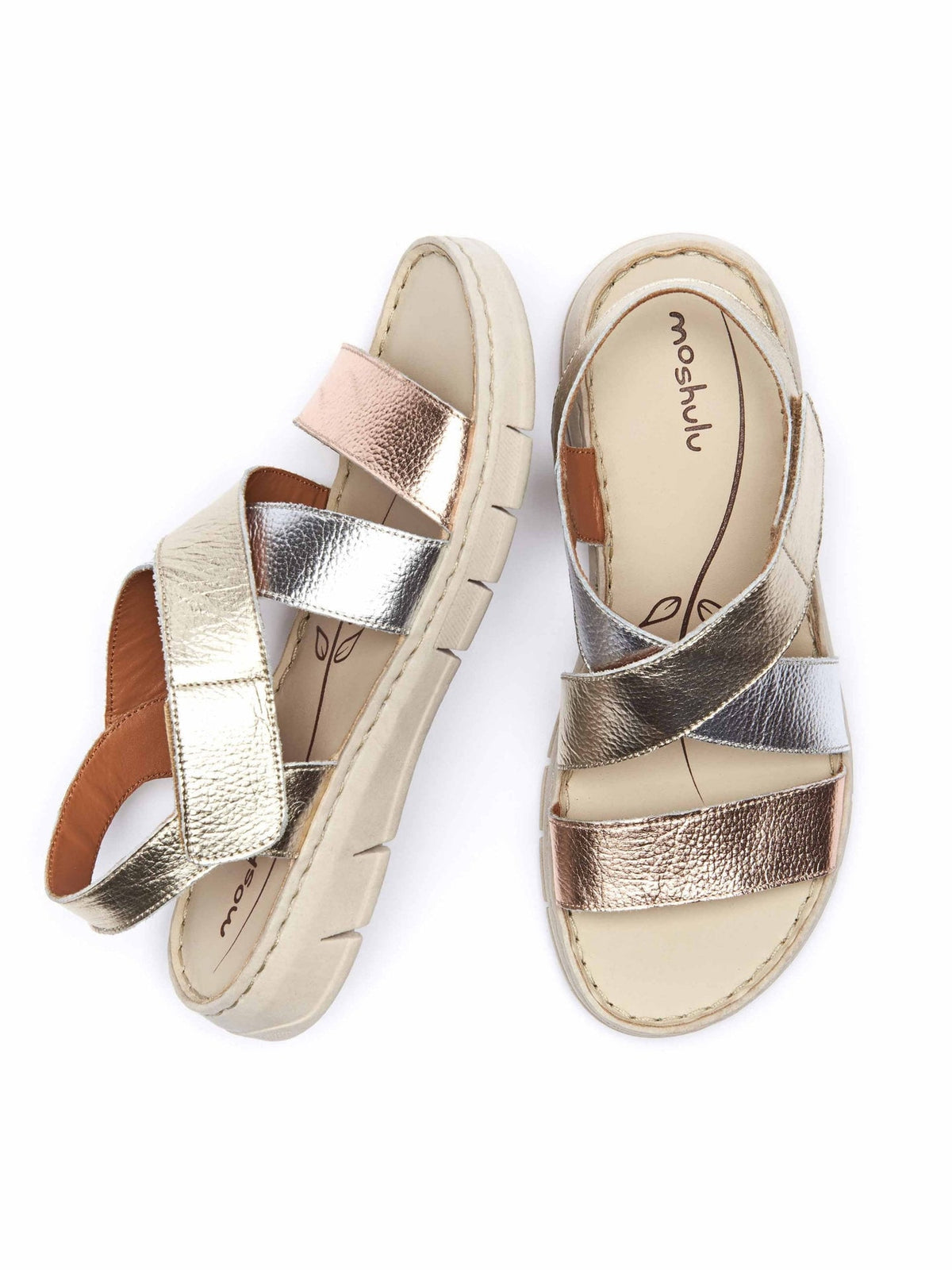 Multi / Metallic Leather cross-over sandals - WHITBY METALLIC MULTI