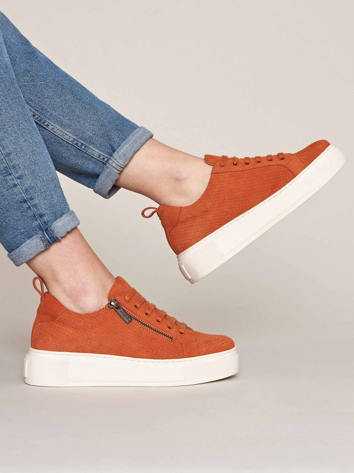 Orange flatform zip trainers - DAWLISH ORANGE