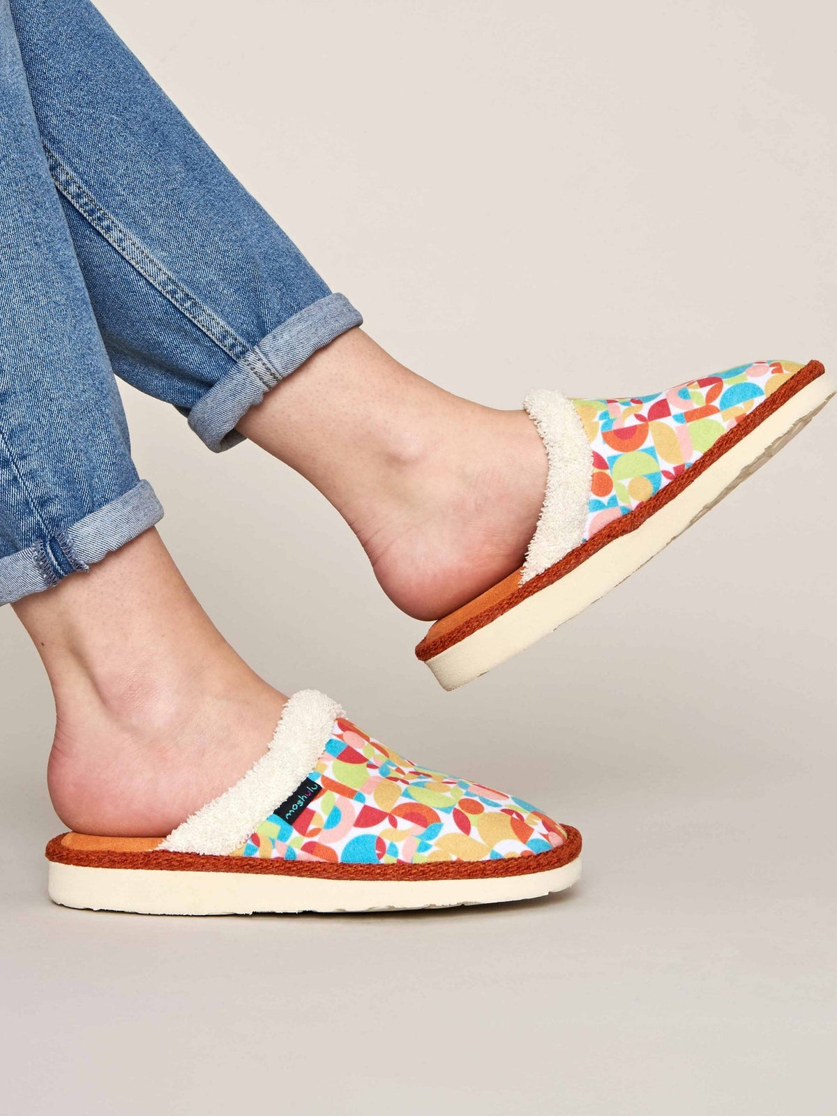 Multi patterned mule slippers - LEIGH RETRO GEO