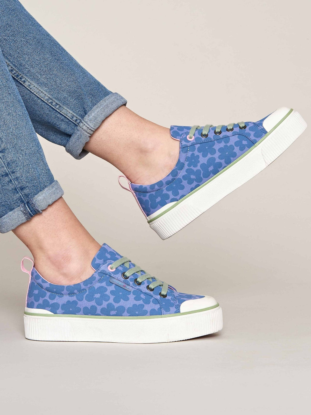Blue chunky canvas trainers - LEVAN BLUE BOLD FLORAL
