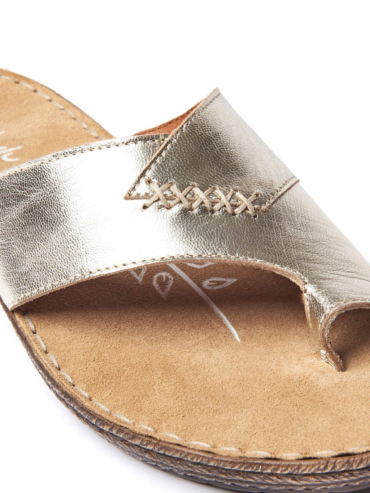 Metallic / Pink metallic leather toe-loop comfort sandals - SEVILLE METALLIC ROSE GOLD