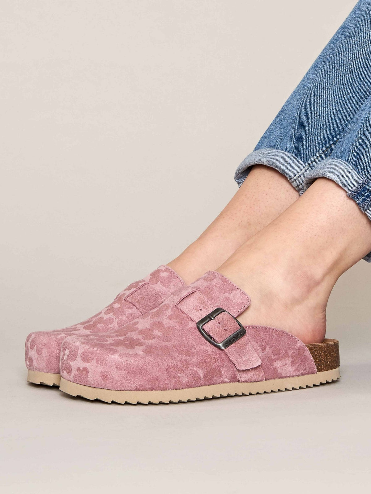Pink / Red suede cork footbed clogs - TULIPA 2 PINK BOLD FLORAL