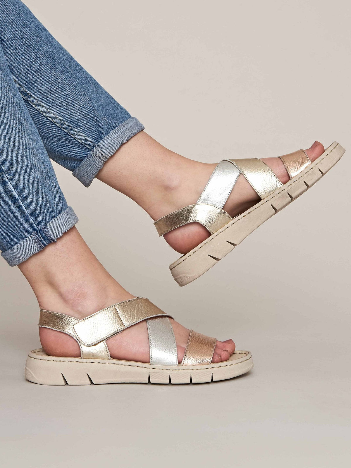 Multi / Metallic Leather cross-over sandals - WHITBY METALLIC MULTI