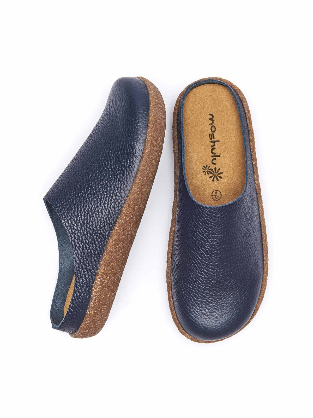Blue extra cushioned leather clogs - PEVENSEY INDIGO