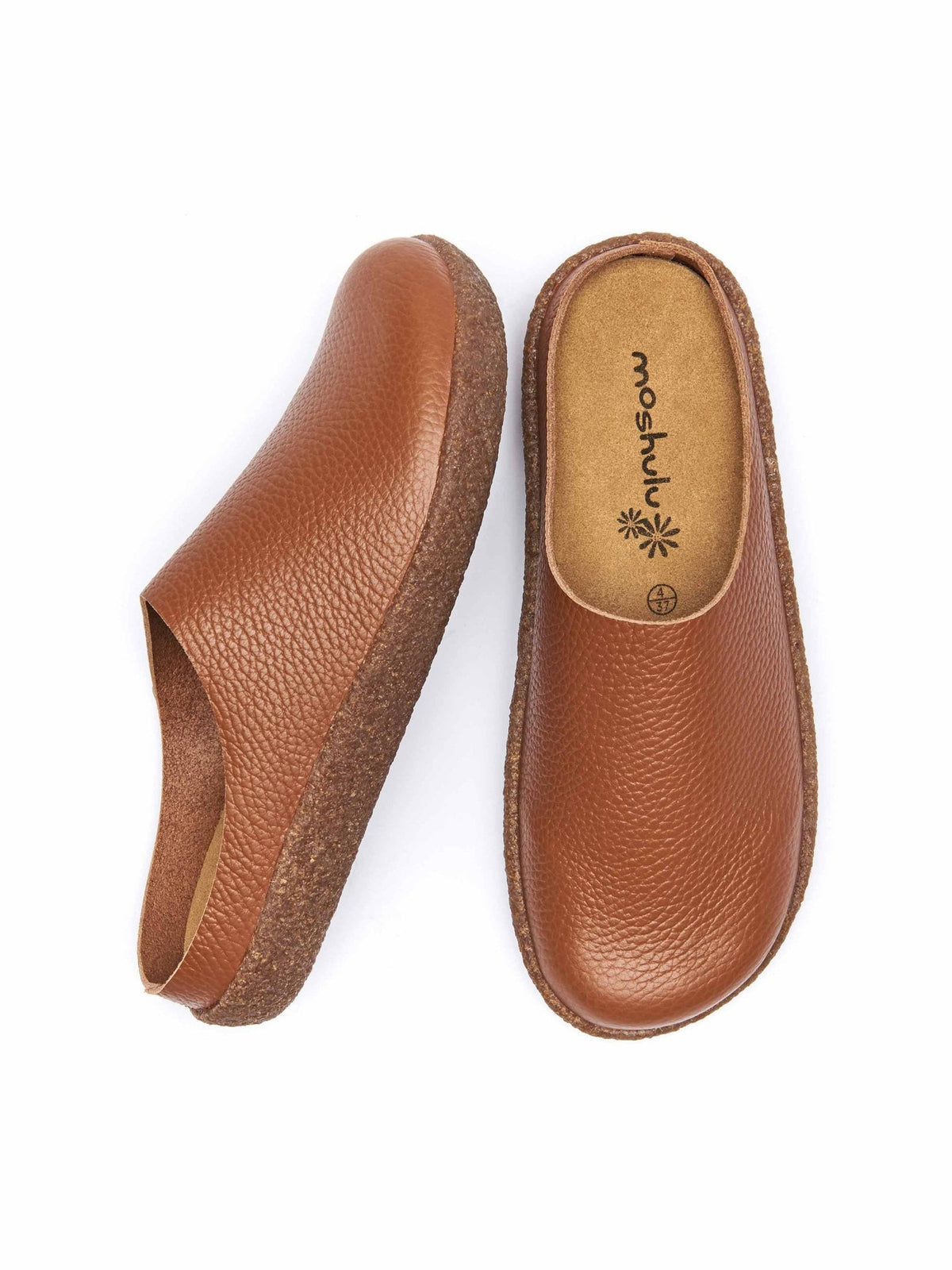 Brown extra cushioned leather clogs - PEVENSEY TAN