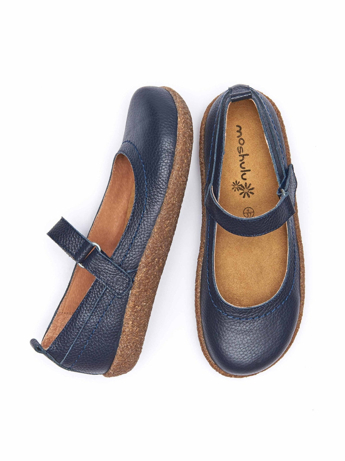 Blue leather Mary Jane clog shoes - PEPPERCOMBE INDIGO