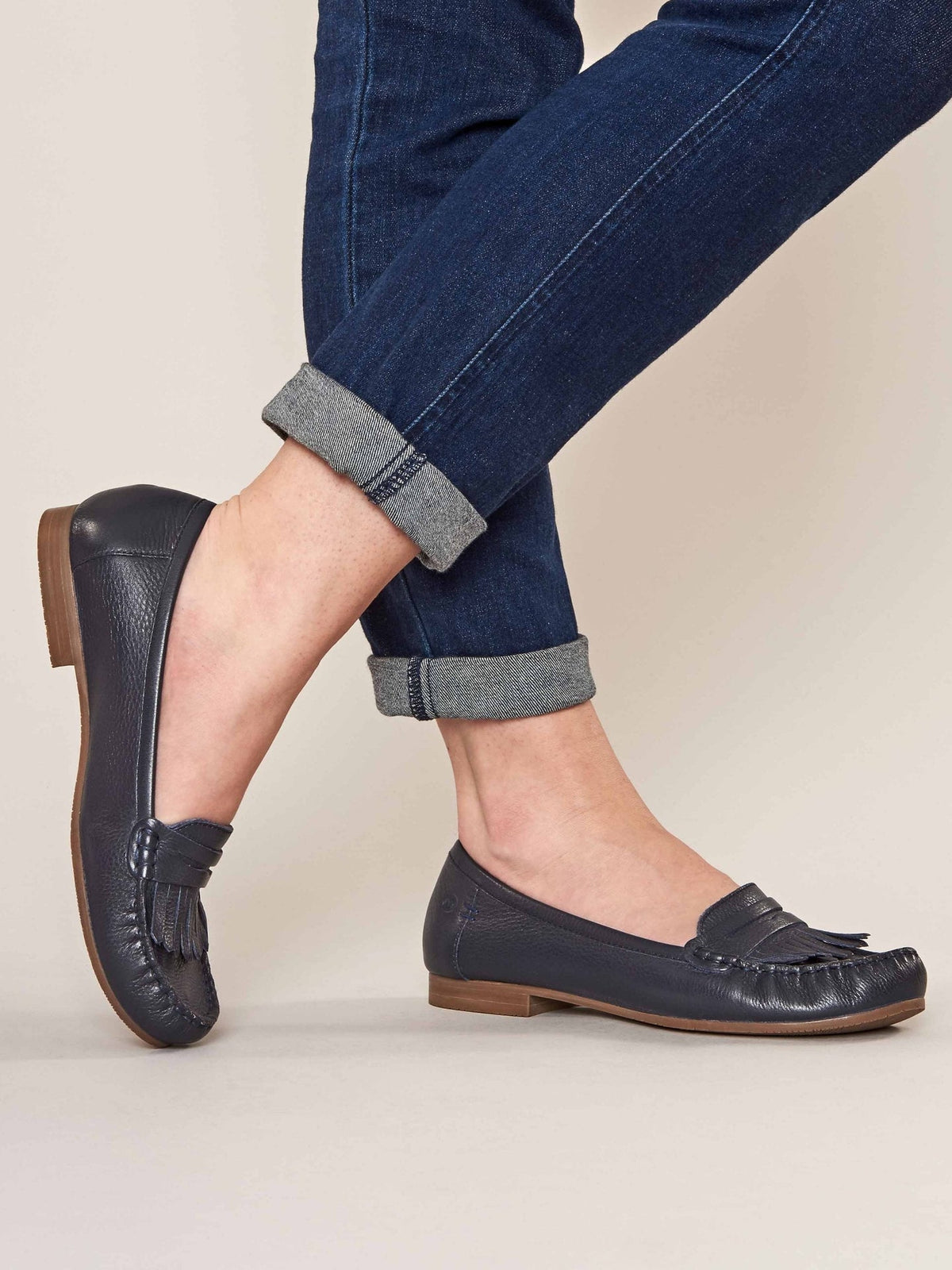 Blue fringed leather loafers - ITALIAN DRESSING INDIGO