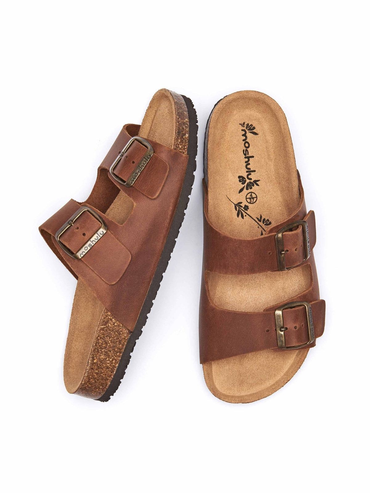 Brown cork footbed mule sandals - BAVARIA WAXY TAN