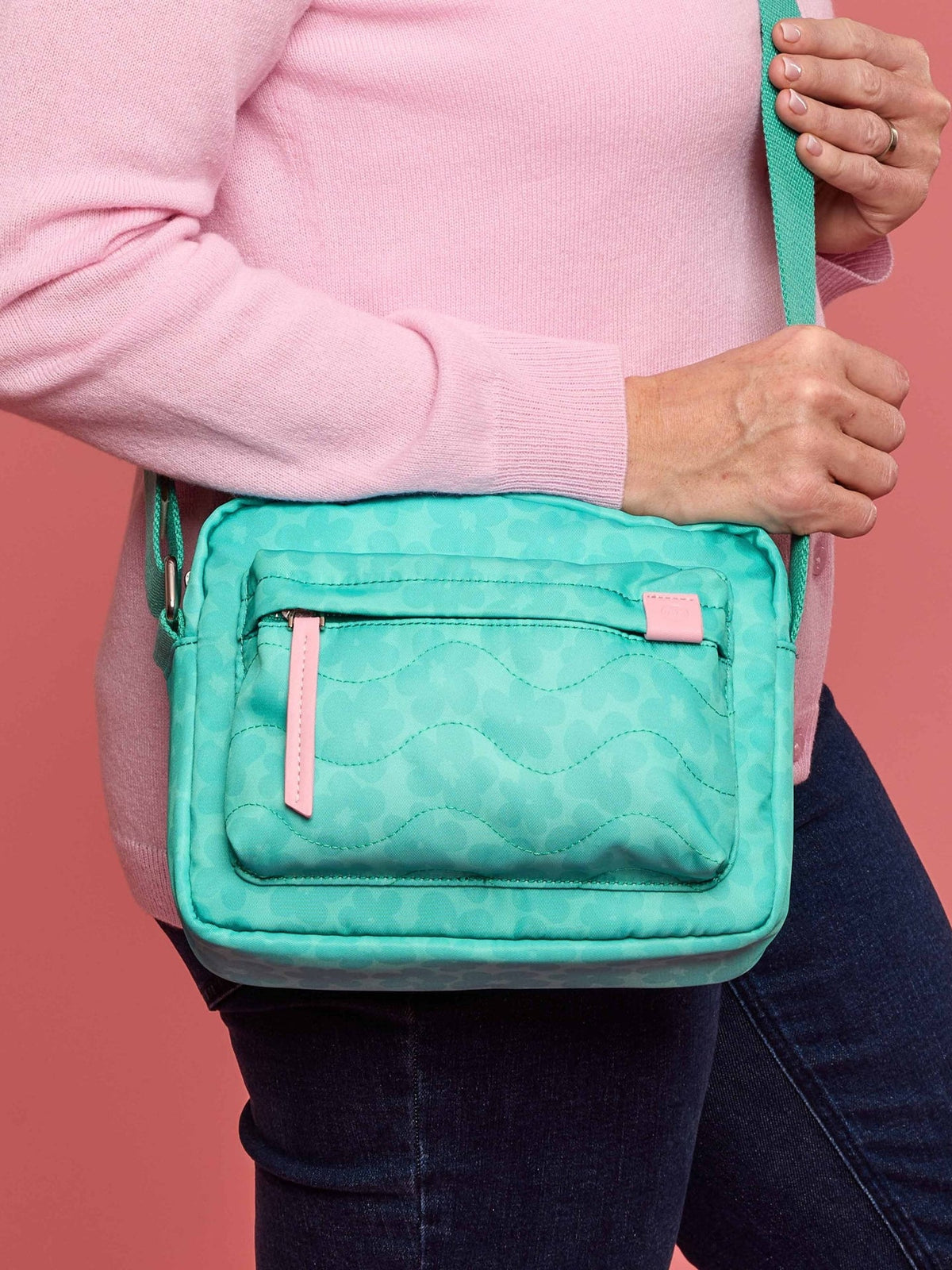 Blue textile patterned cross body bag - MENDIP POOL BLUE FLORAL