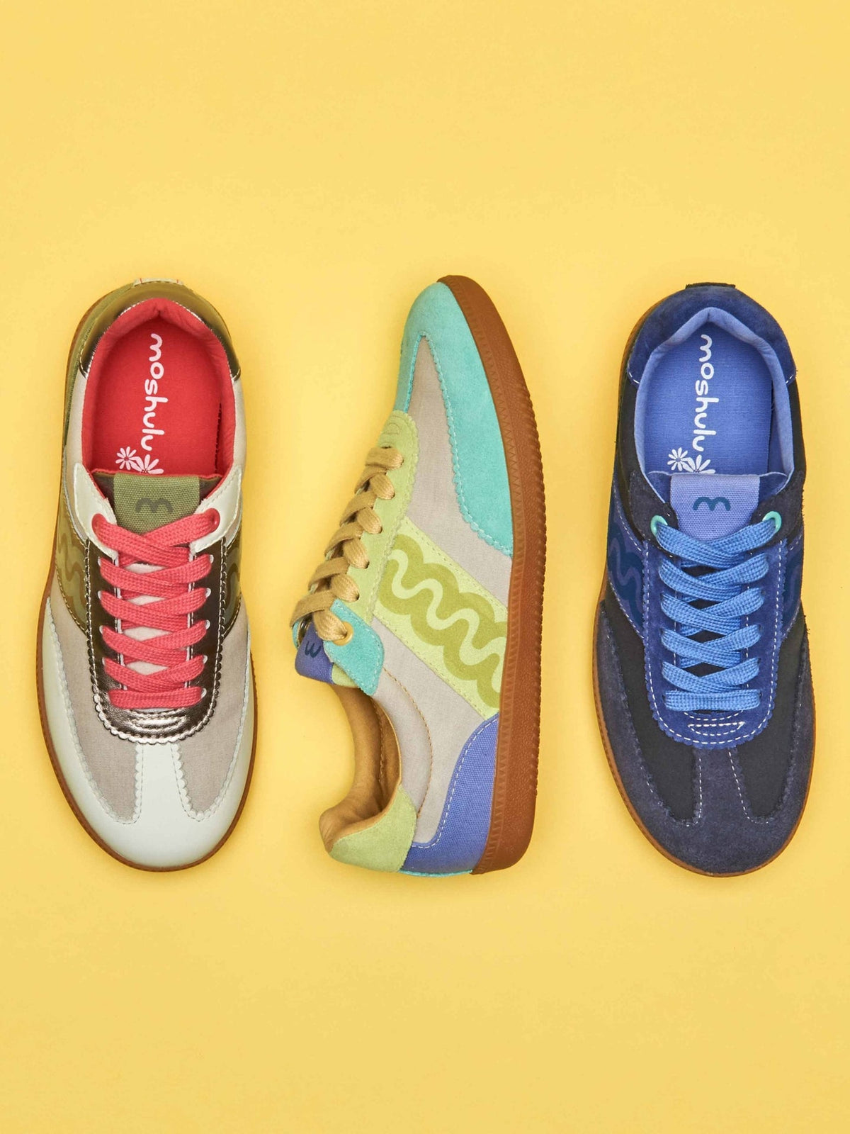 Multi / Blue sporty lace up trainers - MARGOT POOL BLUE MULTI