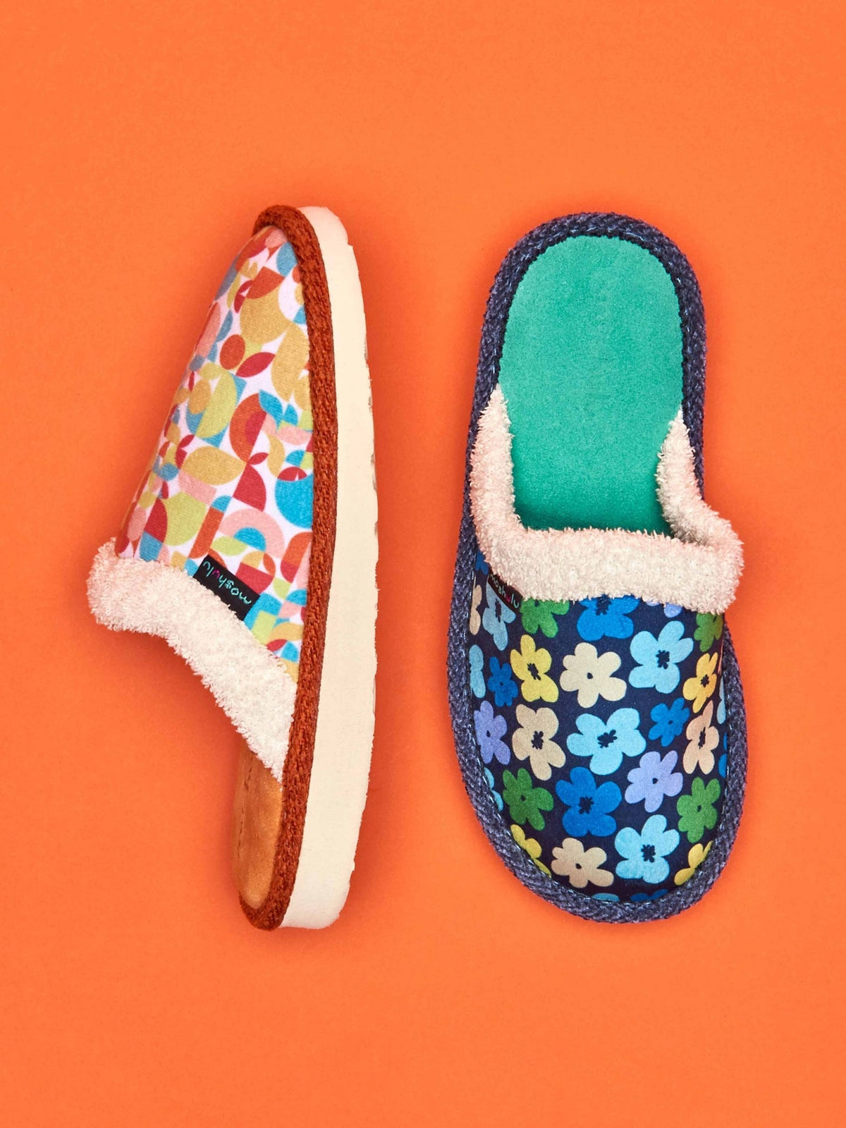 Multi patterned mule slippers - LEIGH RETRO GEO