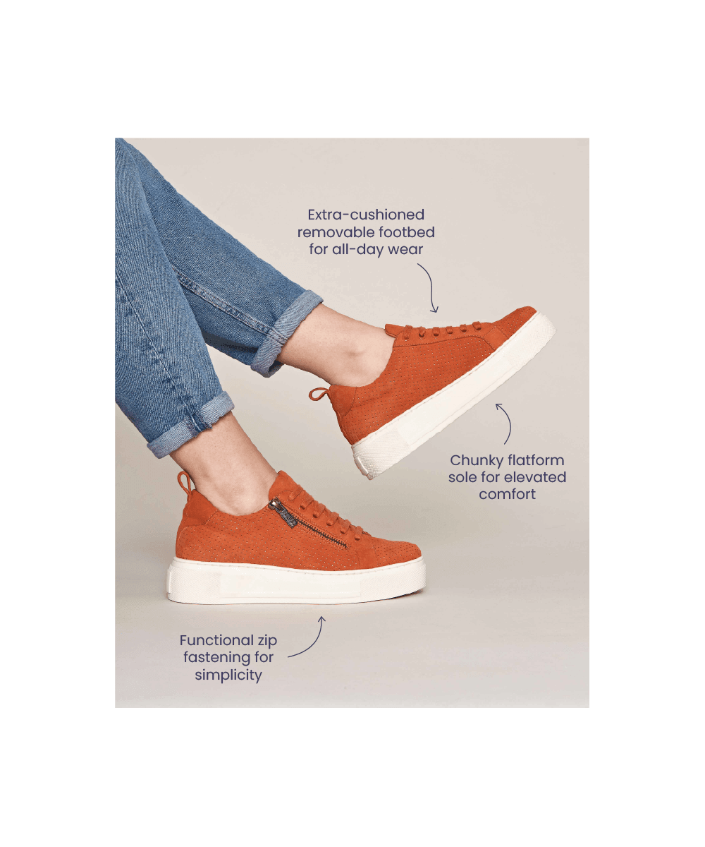 Orange flatform zip trainers - DAWLISH ORANGE