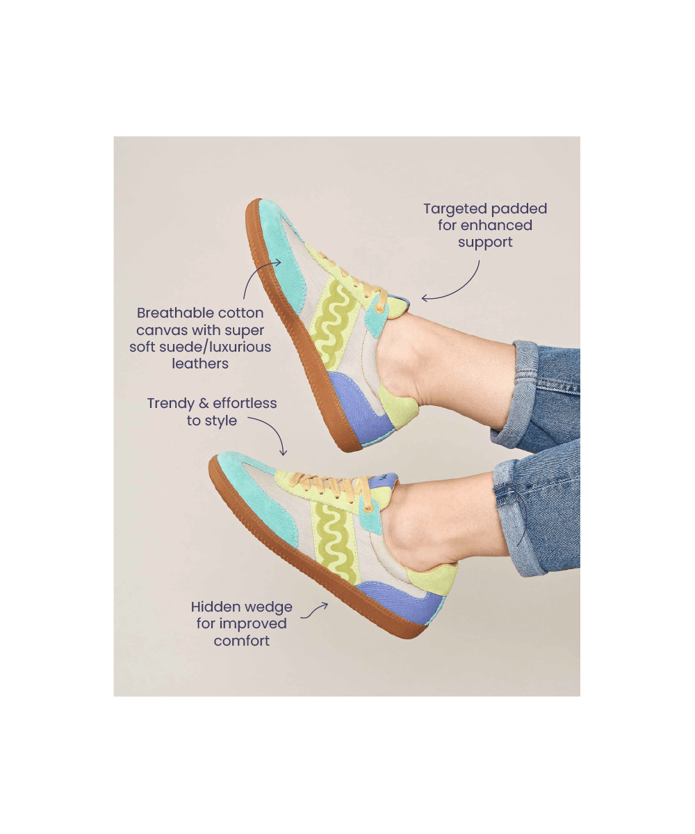 Multi / Blue sporty lace up trainers - MARGOT POOL BLUE MULTI
