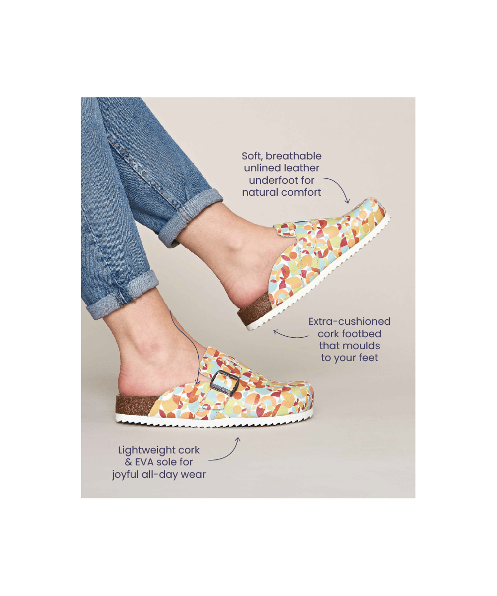 Pink / Red suede cork footbed clogs - TULIPA 2 PINK BOLD FLORAL