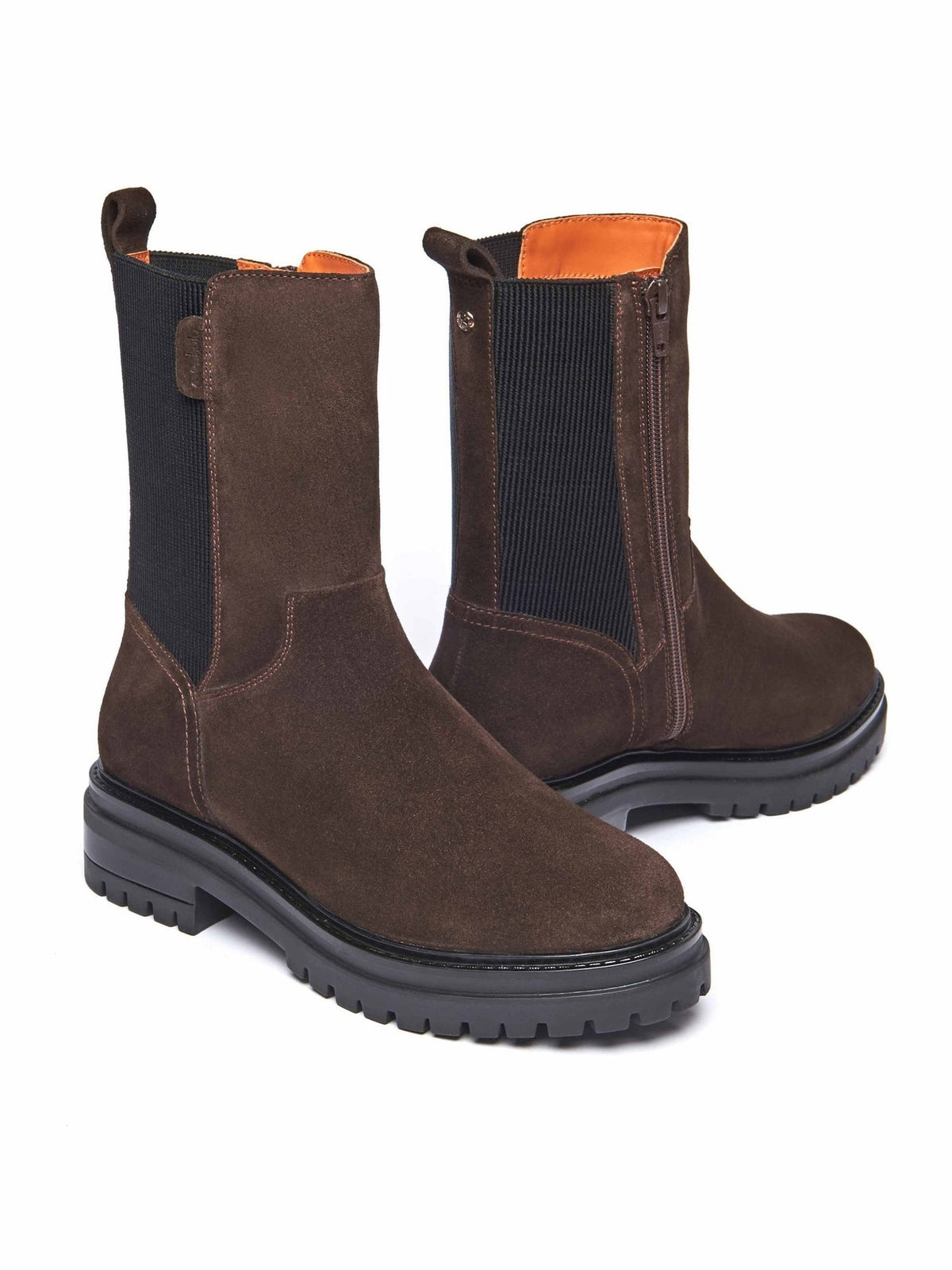 Brown chunky leather Chelsea boots - RUSSULA BROWN SUEDE