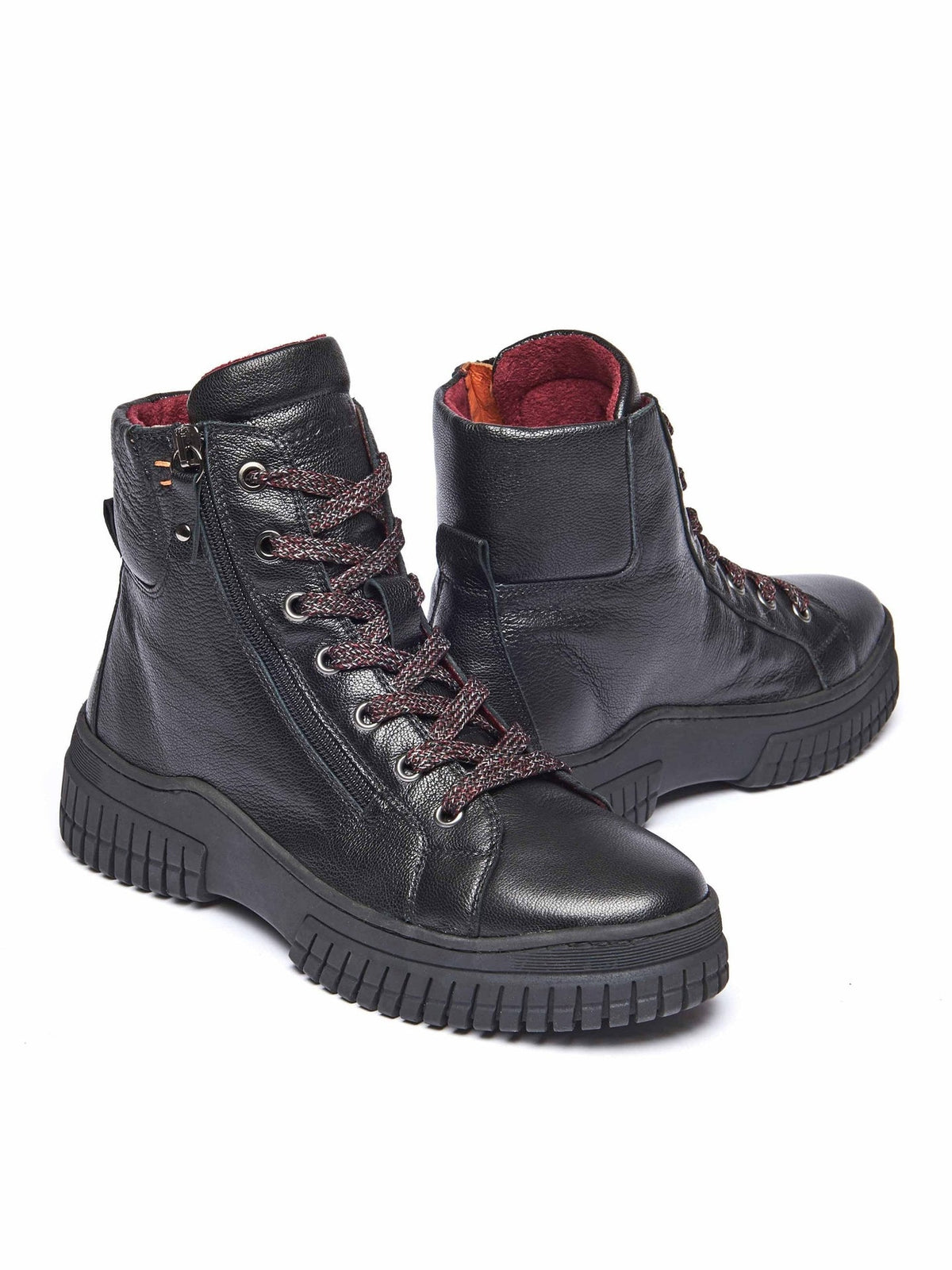 Black sporty lace up boot - BREEN BLACK LEATHER