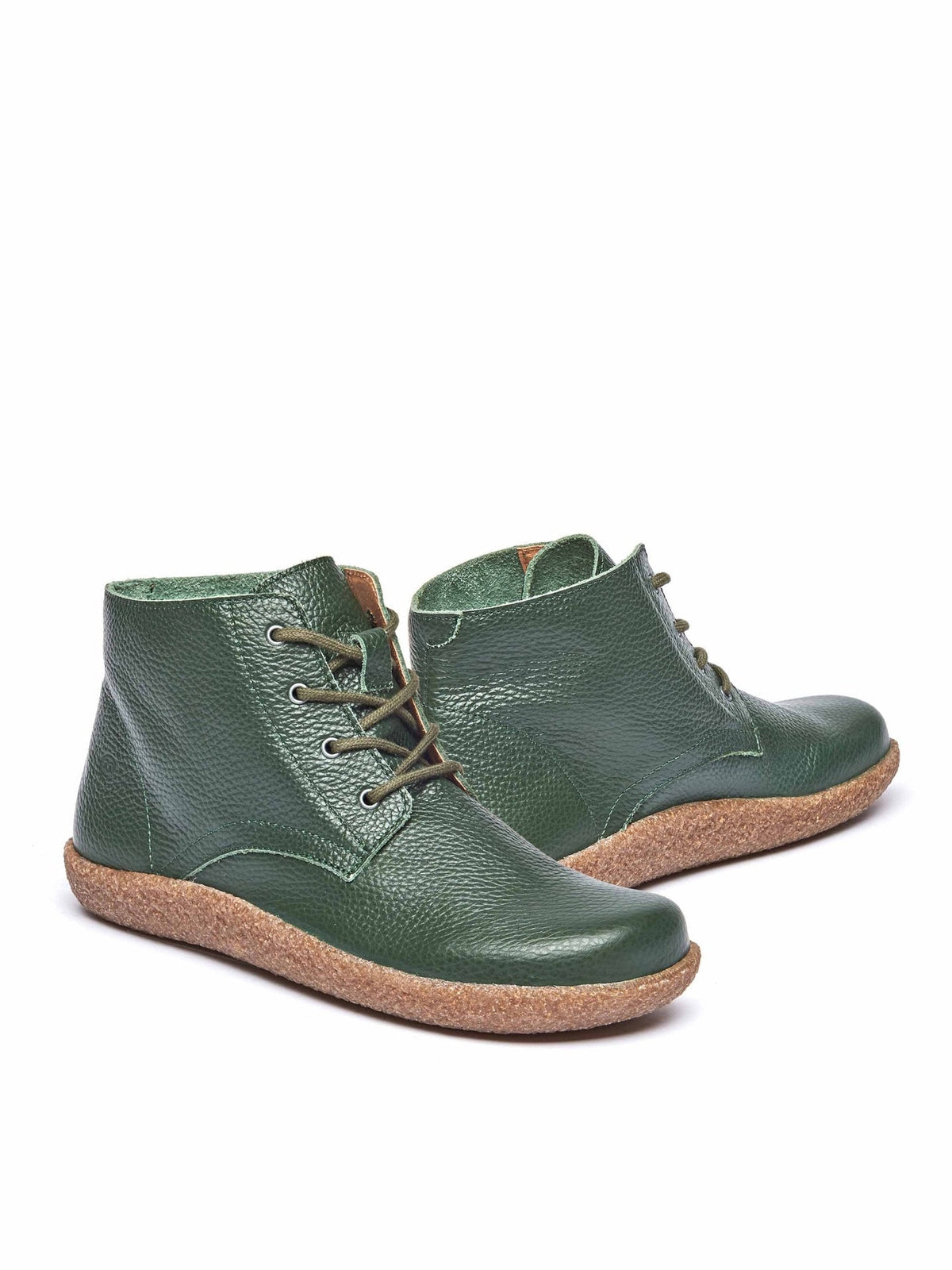 Green cushioned lace-up leather chukka boots - PINEDA PINE GREEN