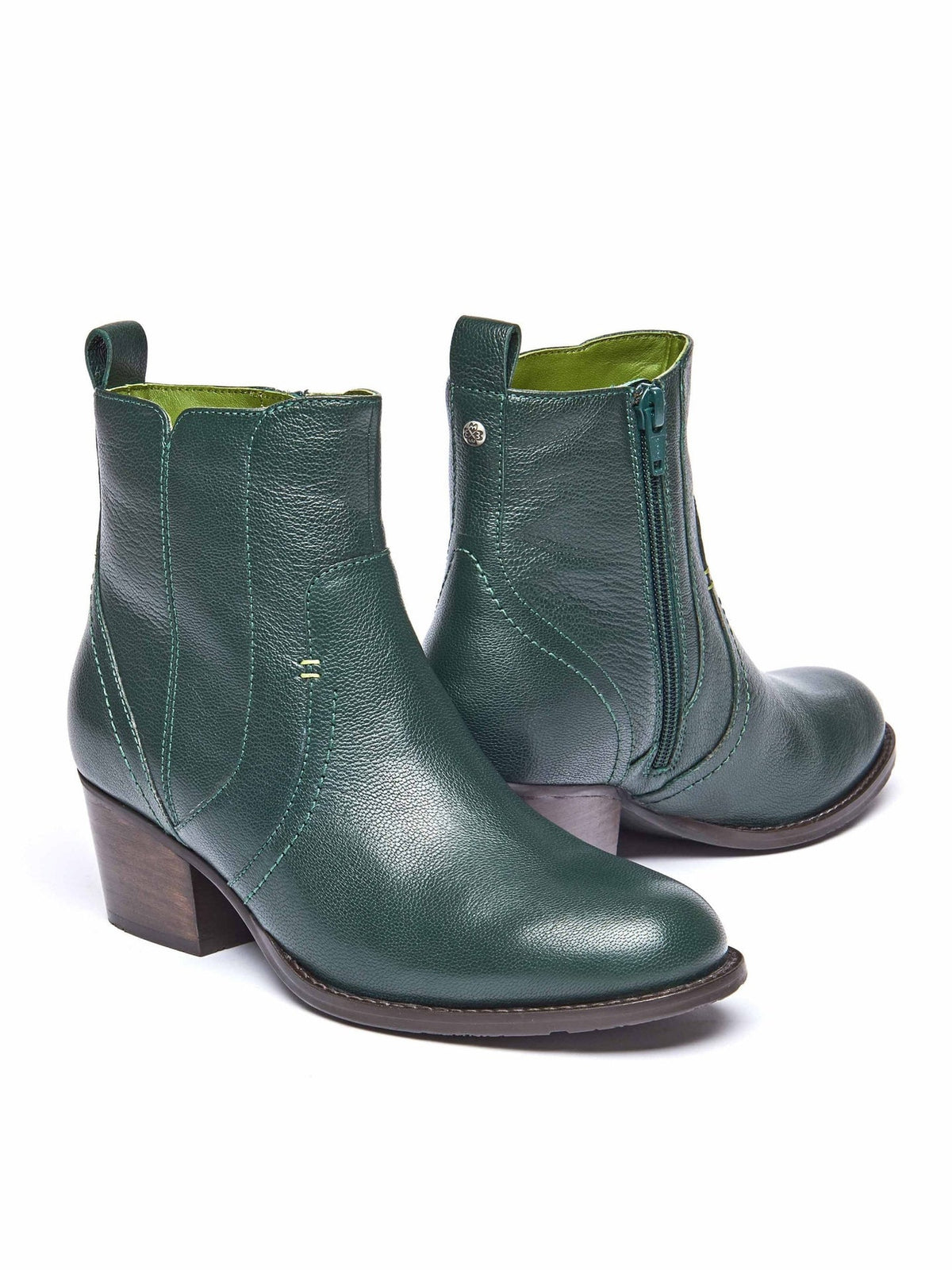 Metallic leather Western heeled ankle boots - MORISOT LEATHER BRONZE METALLIC