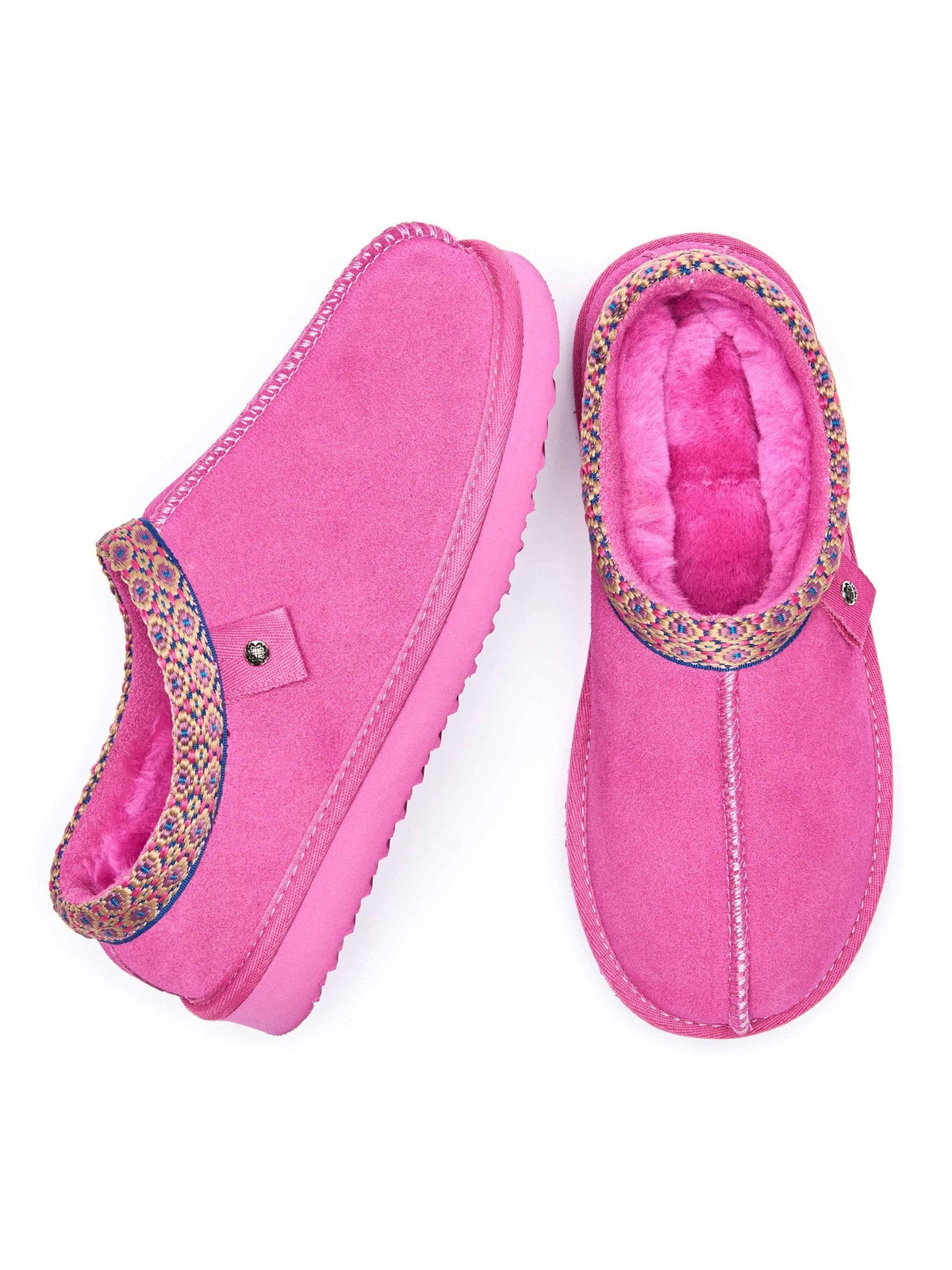 Pink slip on sheepskin slipper - KIMOTO 2 FUCHSIA PINK