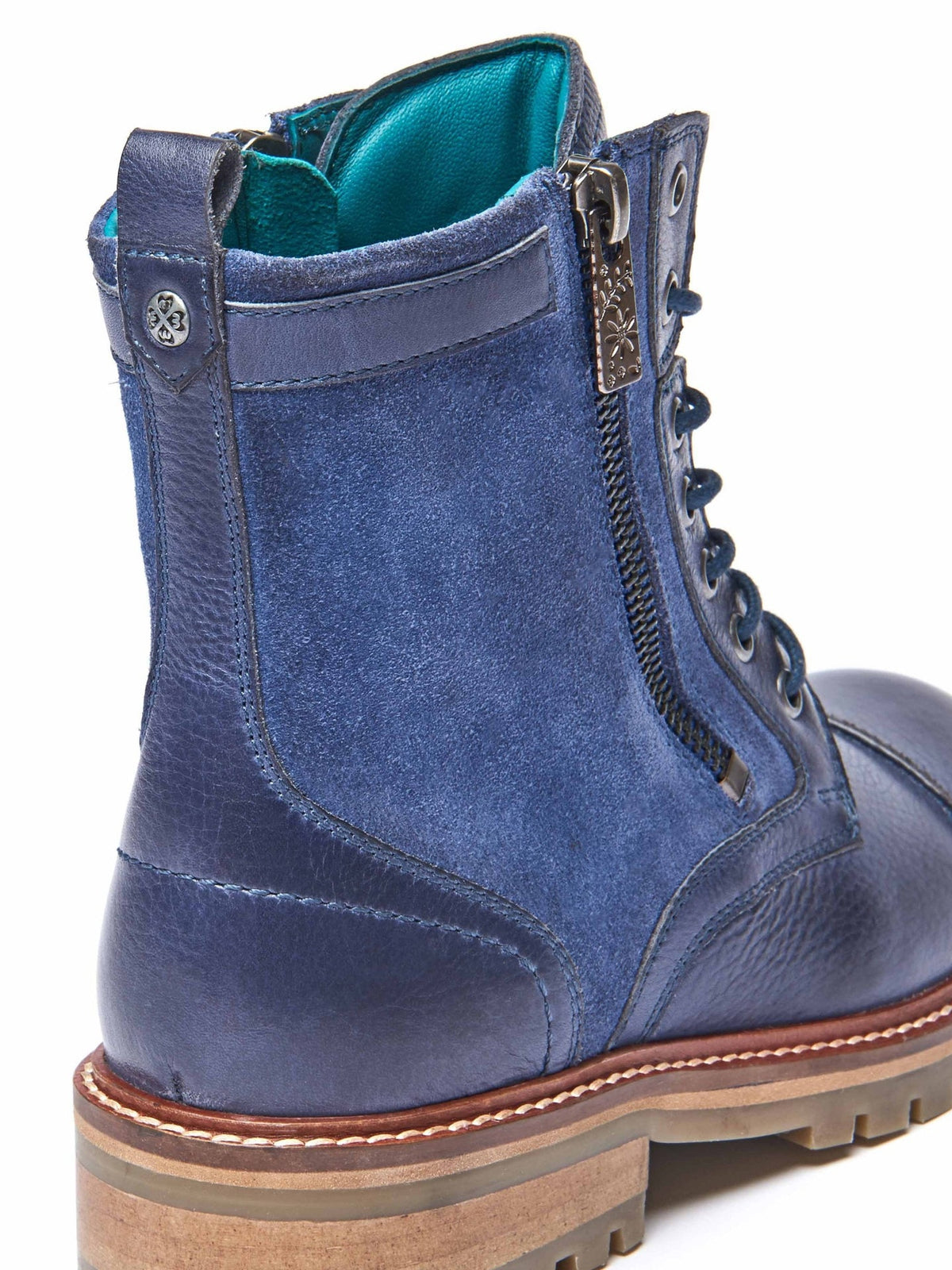 Blue biker style leather boot - BARDSEY 2 NAUTICAL BLUE LEATHER