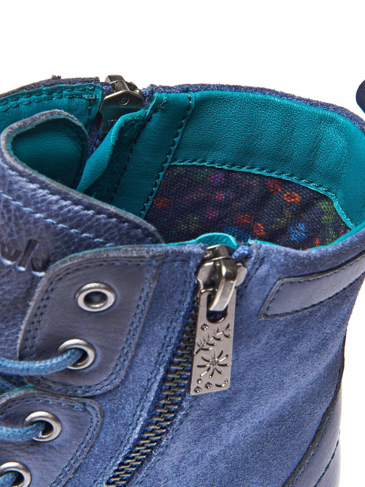 Blue biker style leather boot - BARDSEY 2 NAUTICAL BLUE LEATHER