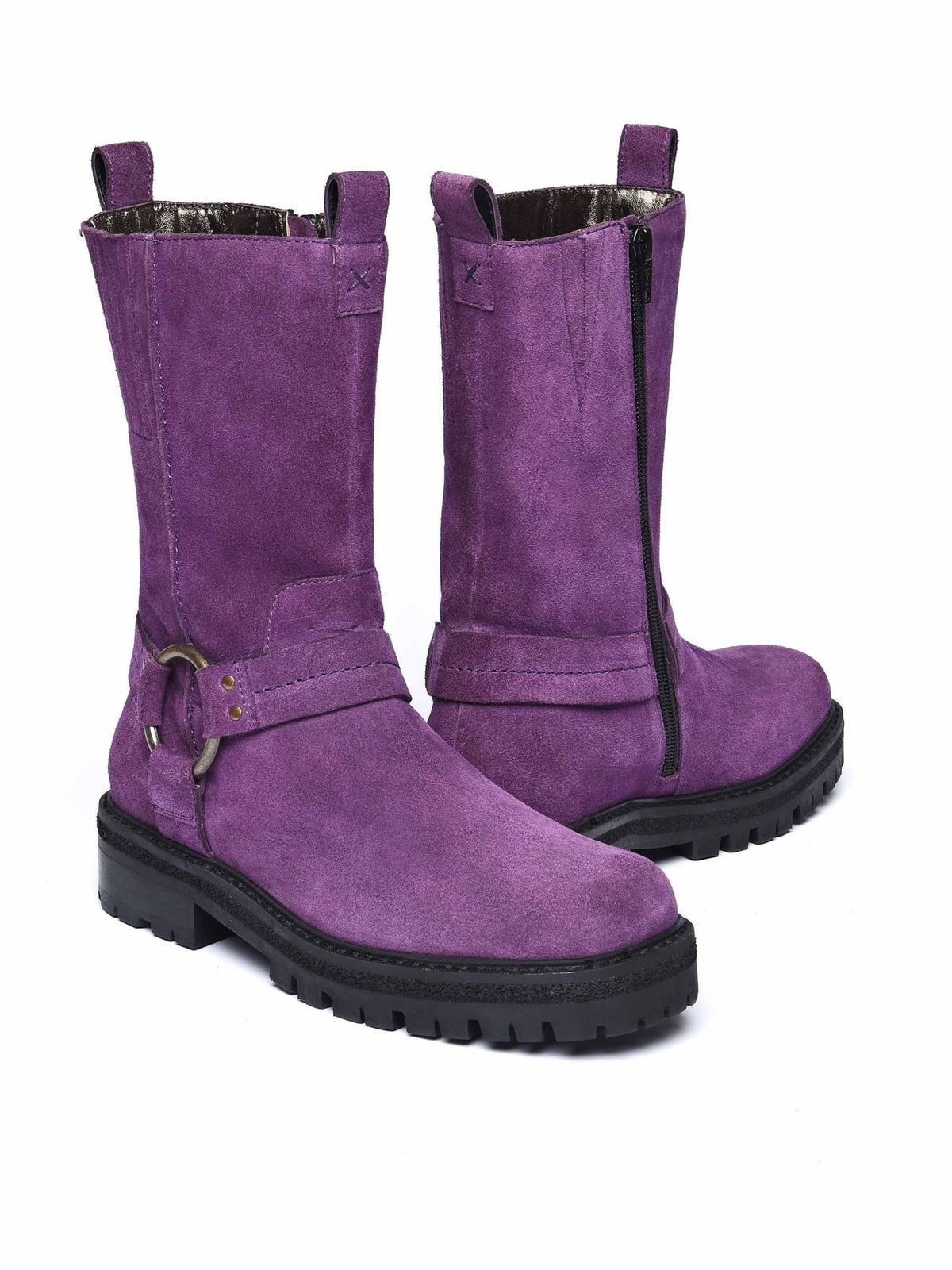 Purple biker boot with squared toe - FIRTH PLUM SUEDE
