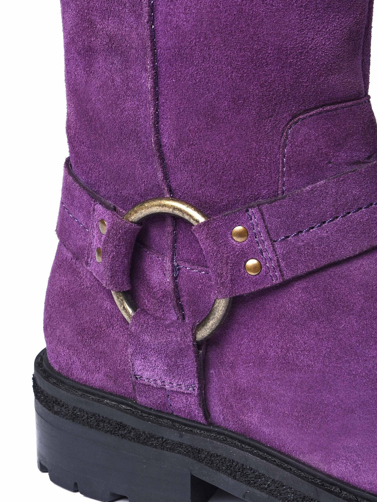 Purple biker boot with squared toe - FIRTH PLUM SUEDE