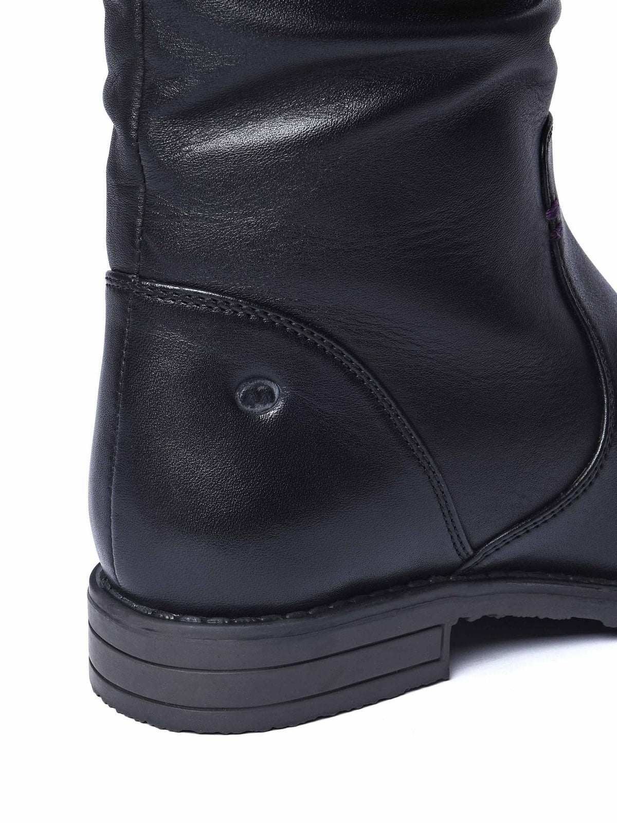 Black slouchy leather mid calf boot - GLACIER LEATHER BLACK