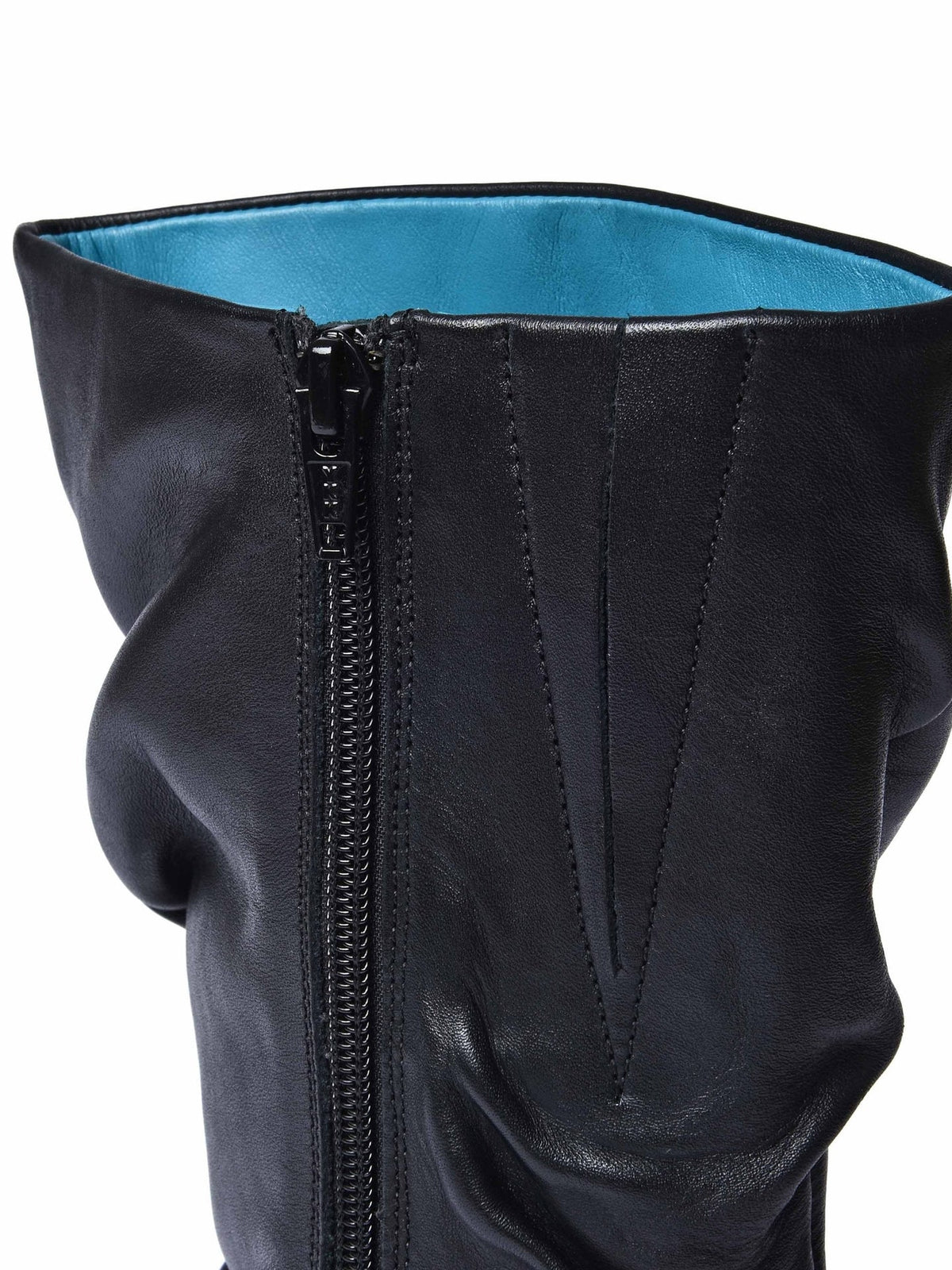 Black slouchy leather mid calf boot - GLACIER LEATHER BLACK