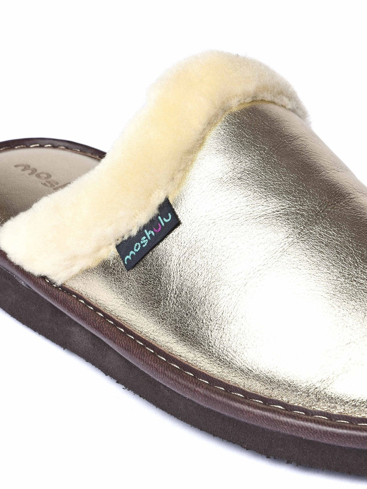 Metallic colourful metallic leather mule slippers - ADELE METALLIC SILVER